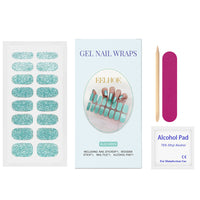 HKM-480595 Glitter Soft Gel Nail Sticker Set in Four Vibrant Colors – Easy Application & Complete Nail Care Kit