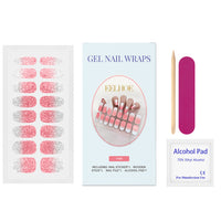 HKM-480595 Glitter Soft Gel Nail Sticker Set in Four Vibrant Colors – Easy Application & Complete Nail Care Kit