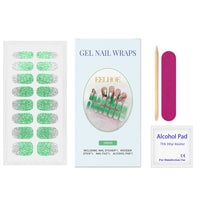 HKM-480595 Glitter Soft Gel Nail Sticker Set in Four Vibrant Colors – Easy Application & Complete Nail Care Kit