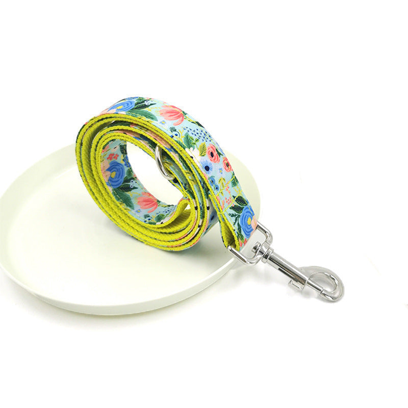 HKM-704275 Durable Yellow Polyester Dog Leash and Collar Set for Medium to Large Dogs