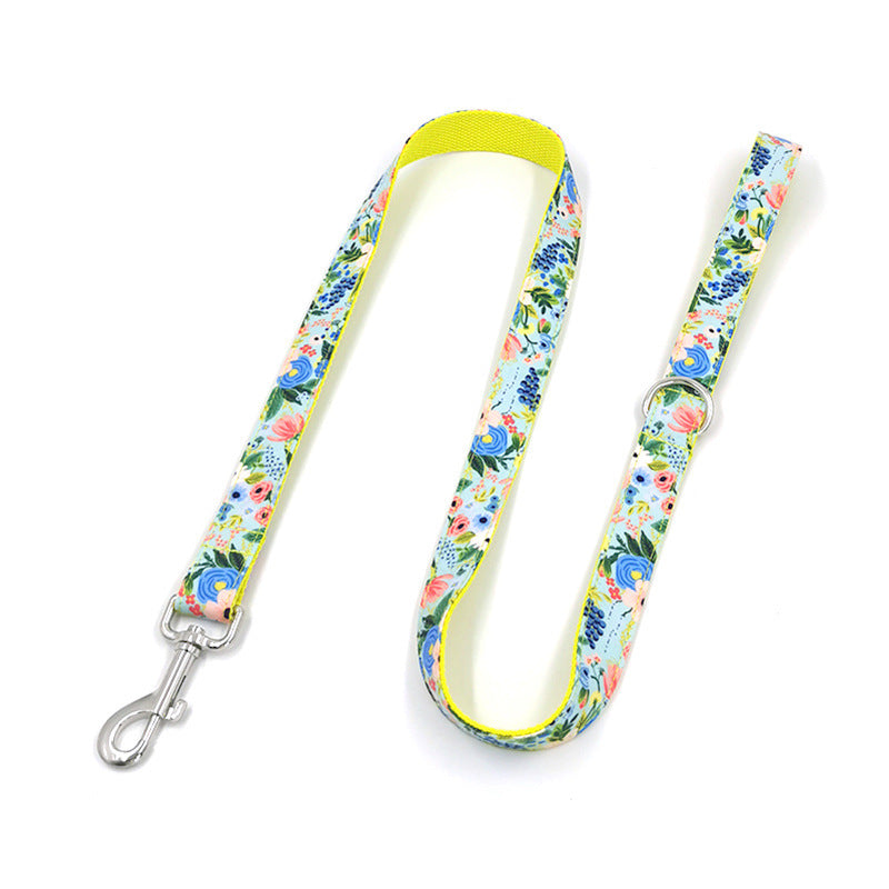 HKM-704275 Durable Yellow Polyester Dog Leash and Collar Set for Medium to Large Dogs