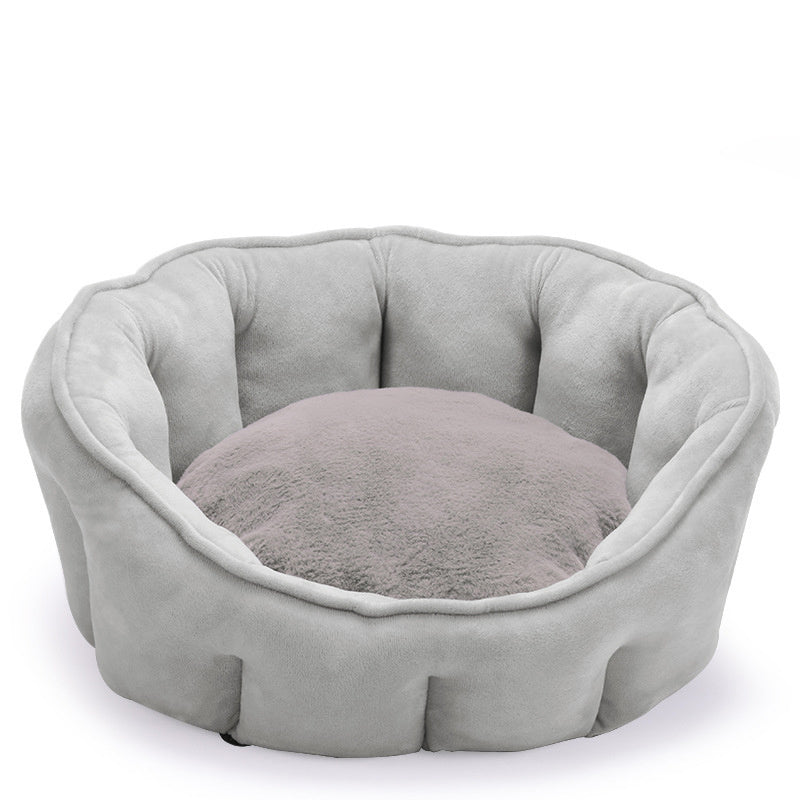 HKM-579411 Cozy Plush Cat Kennel with Hammock - Warm Winter Pet Bed, 46*46*23cm