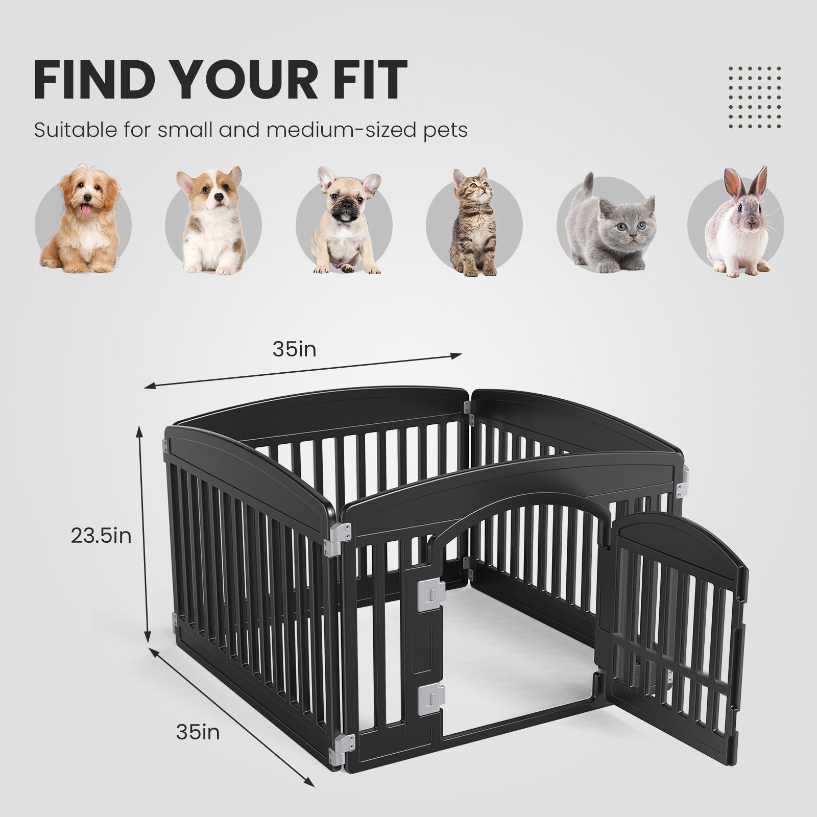 HKM-550419 Pet Playpen for Small to Medium Dogs - Safe, Durable, Adjustable, and Portable Indoor/Outdoor Fence with Rounded Corners, 4-Panel and 6-Panel Options Available