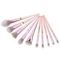 HKM-627411 10-Piece Fingerprint Makeup Brush Set with Long Plastic Handles and Soft Synthetic Bristles