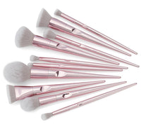 HKM-627411 10-Piece Fingerprint Makeup Brush Set with Long Plastic Handles and Soft Synthetic Bristles
