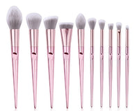 HKM-627411 10-Piece Fingerprint Makeup Brush Set with Long Plastic Handles and Soft Synthetic Bristles