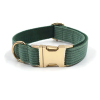 HKM-982867 Duck Poop Green Striped Corduroy Dog Collar - Available in Multiple Sizes