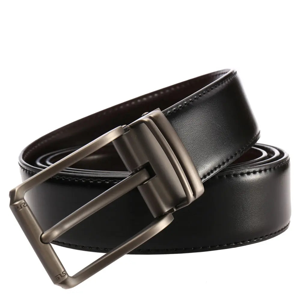 HKM-721555 Genuine Leather Pin Buckle Casual Belt for Men