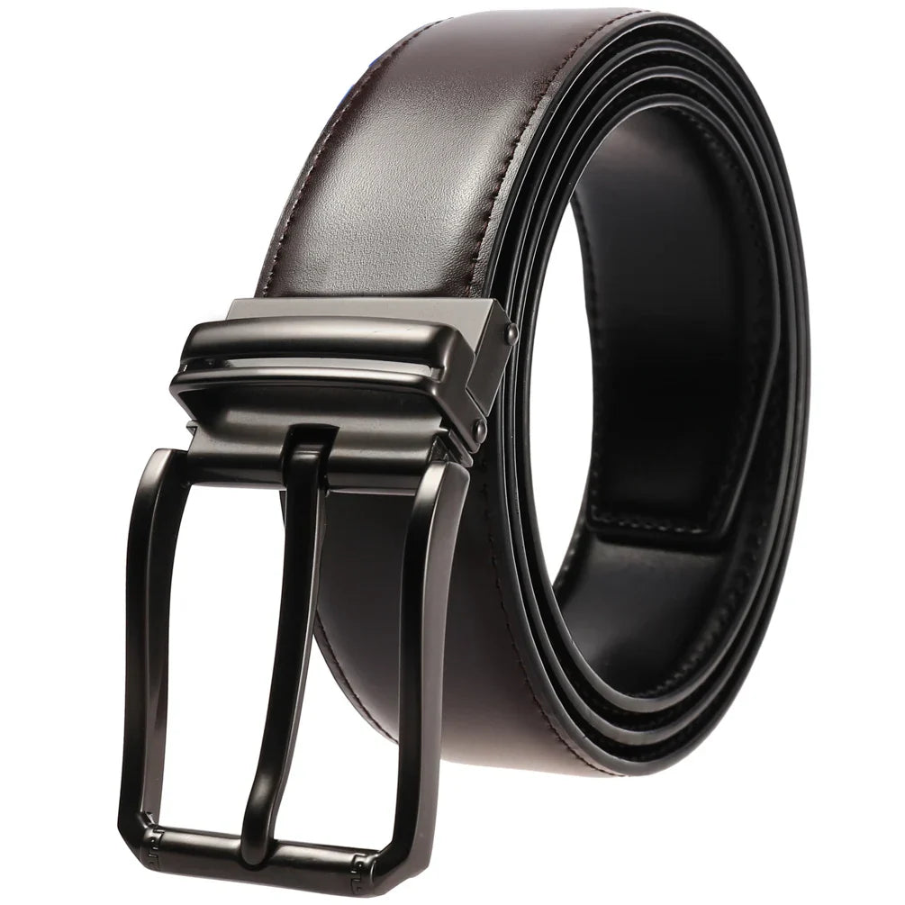 HKM-721555 Genuine Leather Pin Buckle Casual Belt for Men