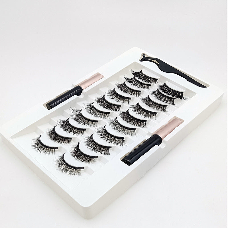 HKM-271379 10 Pairs of Magnetic False Eyelashes - Handcrafted Chemical Fiber Lashes