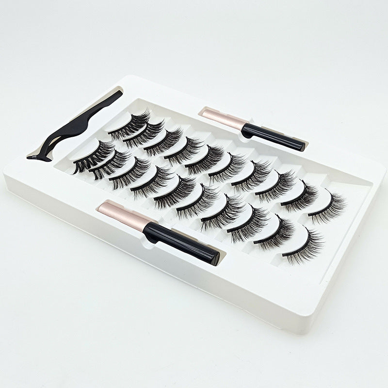 HKM-271379 10 Pairs of Magnetic False Eyelashes - Handcrafted Chemical Fiber Lashes