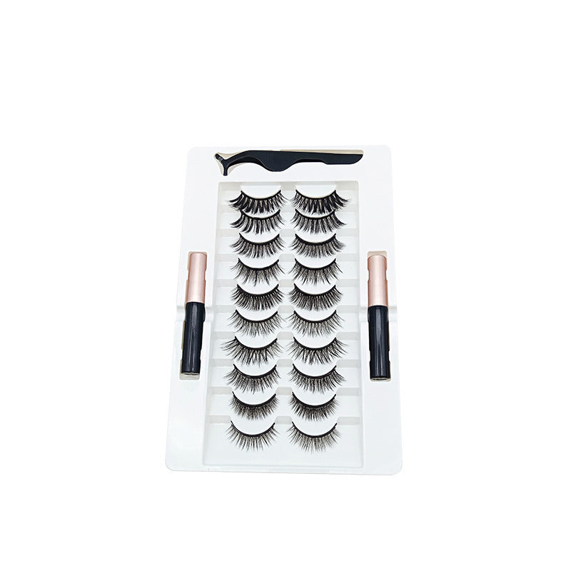 HKM-271379 10 Pairs of Magnetic False Eyelashes - Handcrafted Chemical Fiber Lashes