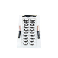 HKM-271379 10 Pairs of Magnetic False Eyelashes - Handcrafted Chemical Fiber Lashes