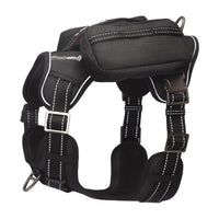 HKM-916179 Tactical Dog Harness with Backpack and No Pull Front Clip - Adjustable with Metal Buckles and Pockets