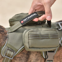 HKM-916179 Tactical Dog Harness with Backpack and No Pull Front Clip - Adjustable with Metal Buckles and Pockets