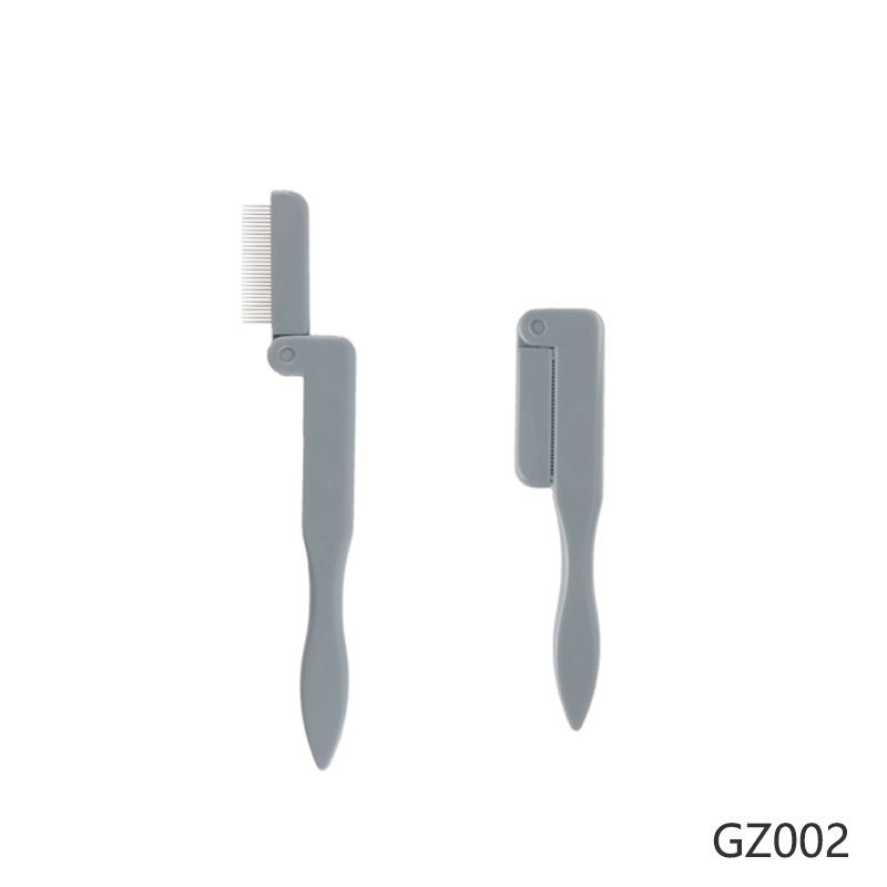 HKM-608211 Stainless Steel Foldable Eyelash Comb and Needle Brow Groomer Tool