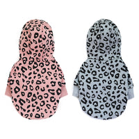 HKM-643539 Leopard Print Hooded Dog Sweatshirt in Gray and Pink - Stylish and Comfortable Outwear