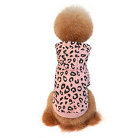 HKM-643539 Leopard Print Hooded Dog Sweatshirt in Gray and Pink - Stylish and Comfortable Outwear