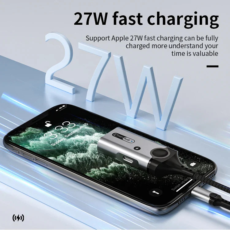 KTX-276499 2-in-1 Audio Jack Splitter and Charger Adapter for iPhone