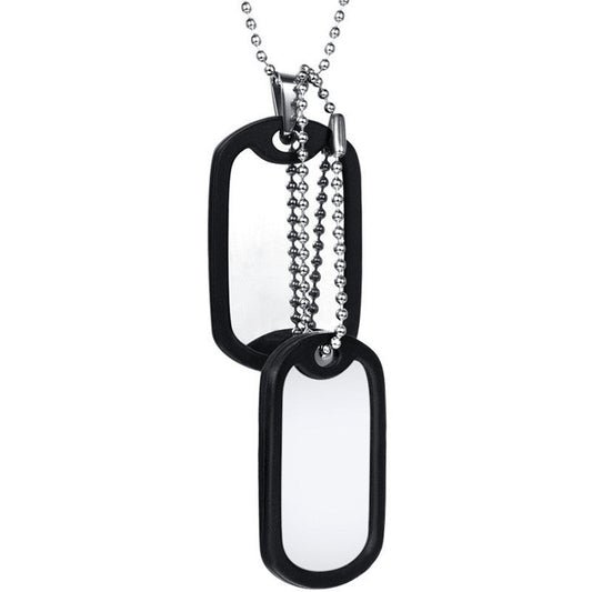 HKM-009235 Men's Titanium Steel Multi-Layer Pendant Necklace with Bead Chain - 60cm Length