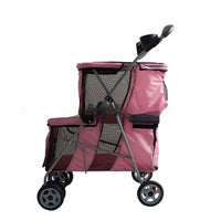 HKM-351507 Lightweight Folding Pet Stroller in Black and Pink for Comfortable Outdoor Use