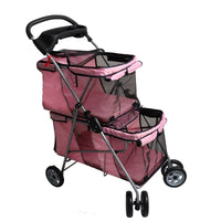HKM-351507 Lightweight Folding Pet Stroller in Black and Pink for Comfortable Outdoor Use