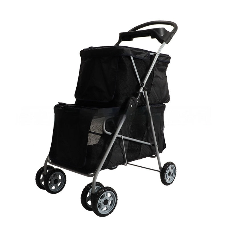 HKM-351507 Lightweight Folding Pet Stroller in Black and Pink for Comfortable Outdoor Use