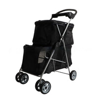 HKM-351507 Lightweight Folding Pet Stroller in Black and Pink for Comfortable Outdoor Use