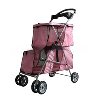 HKM-351507 Lightweight Folding Pet Stroller in Black and Pink for Comfortable Outdoor Use