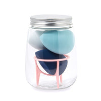 HKM-214931 Hydrophilic Polyurethane Cosmetic Sponge Set with Holder and Clear Storage Jar