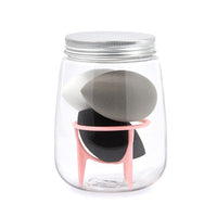HKM-214931 Hydrophilic Polyurethane Cosmetic Sponge Set with Holder and Clear Storage Jar