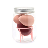 HKM-214931 Hydrophilic Polyurethane Cosmetic Sponge Set with Holder and Clear Storage Jar