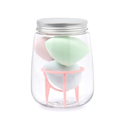 HKM-214931 Hydrophilic Polyurethane Cosmetic Sponge Set with Holder and Clear Storage Jar