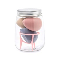 HKM-214931 Hydrophilic Polyurethane Cosmetic Sponge Set with Holder and Clear Storage Jar