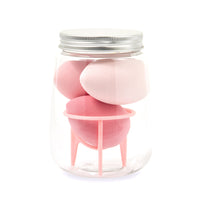 HKM-214931 Hydrophilic Polyurethane Cosmetic Sponge Set with Holder and Clear Storage Jar