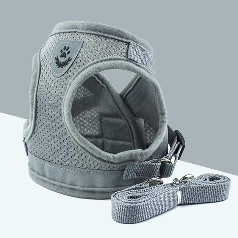 HKM-537619 Breathable Mesh Pet Harness with Durable Leash and Reflective Design for Small to Medium Dogs