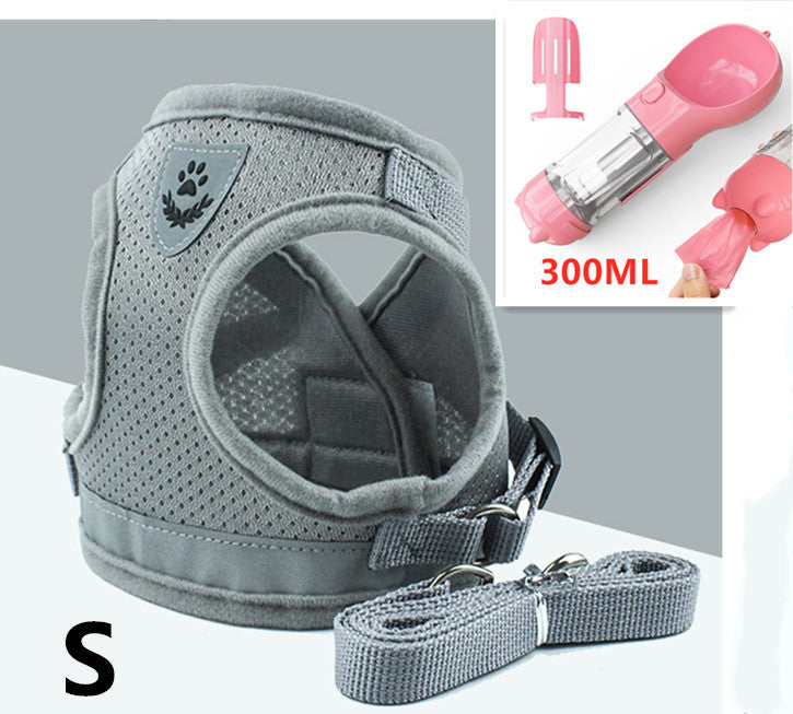 HKM-537619 Breathable Mesh Pet Harness with Durable Leash and Reflective Design for Small to Medium Dogs
