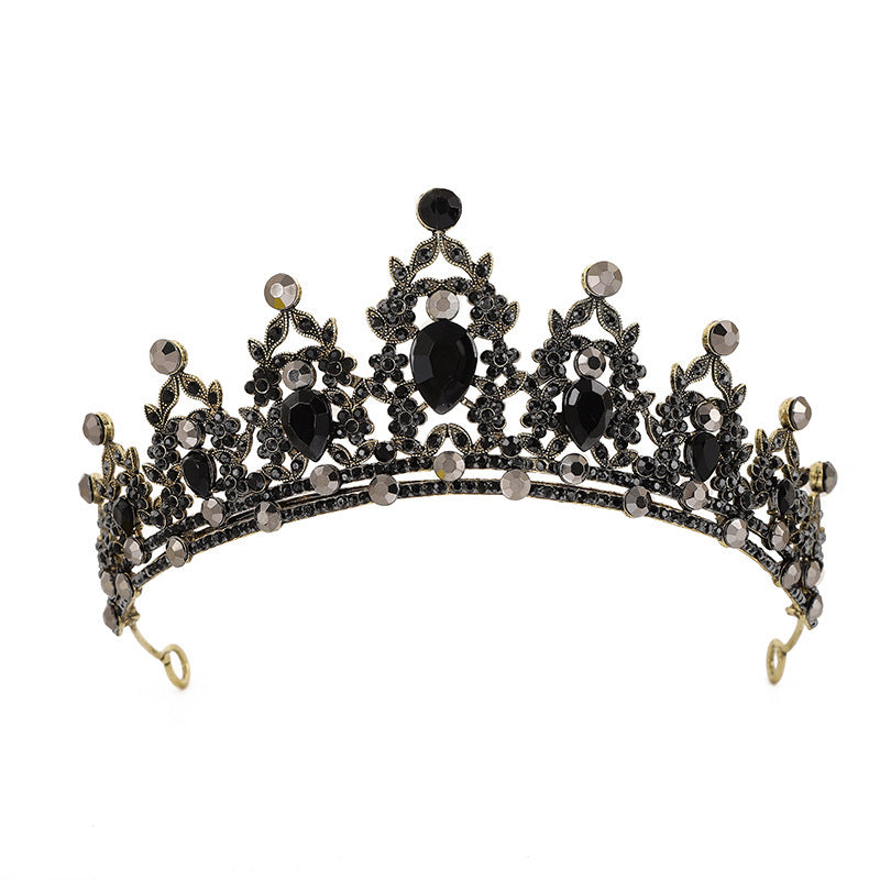 HKM-840147 Water Diamond Alloy Crown Headwear with White Crystals for Women