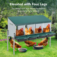 HKM-317587 Galvanized Steel 4-Hole Chicken Nest with Legs and Cover for Easy Egg Collection and Cleaning