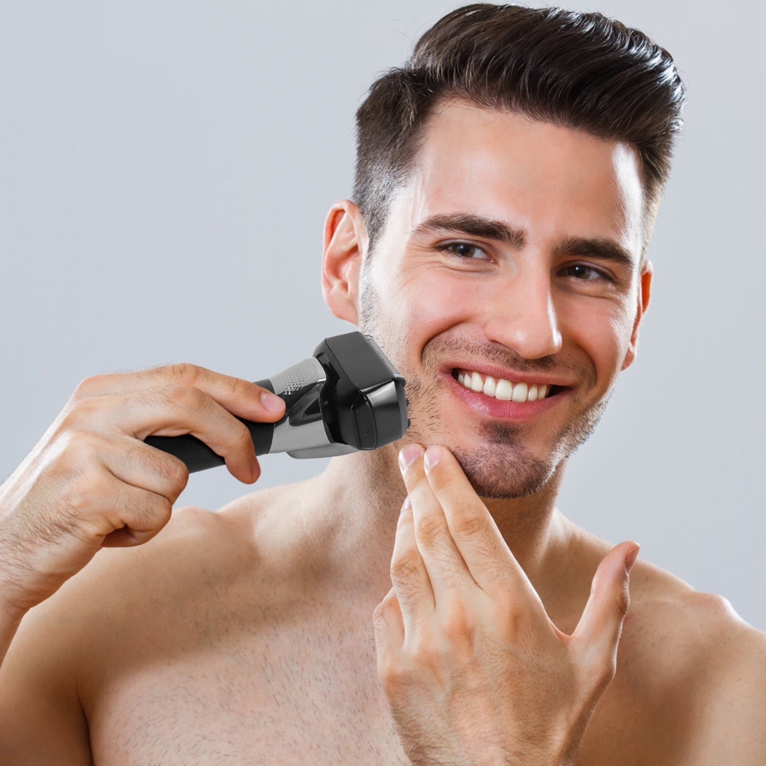 HKM-115475 5-Blade Electric Foil Face Shaver with Precision Trimmer, Wet & Dry Use, IPX6 Waterproof, LED Display, Rechargeable Battery
