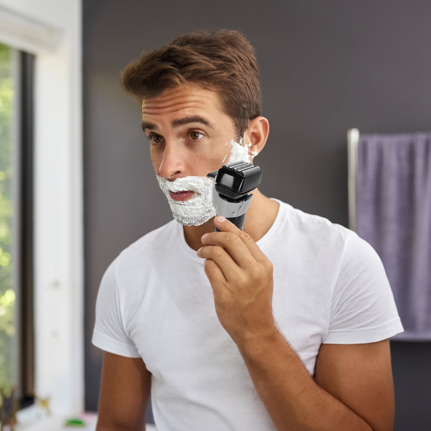 HKM-115475 5-Blade Electric Foil Face Shaver with Precision Trimmer, Wet & Dry Use, IPX6 Waterproof, LED Display, Rechargeable Battery