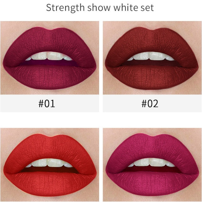 HKM-760595 Cool Smoke Tube Matte Lipstick - Versatile Application with 4 Color Options for Sensitive Skin