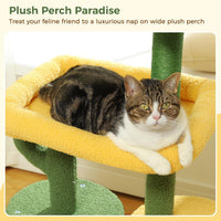 HKM-939027 Cactus Shaped Cat Tower with Scratching Post and Plush Bed for Indoor Cats
