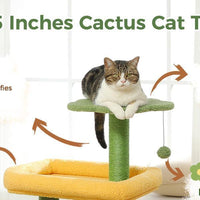 HKM-939027 Cactus Shaped Cat Tower with Scratching Post and Plush Bed for Indoor Cats
