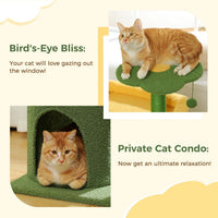 HKM-939027 Cactus Shaped Cat Tower with Scratching Post and Plush Bed for Indoor Cats