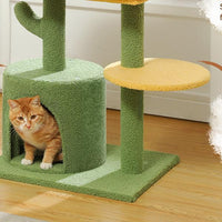 HKM-939027 Cactus Shaped Cat Tower with Scratching Post and Plush Bed for Indoor Cats