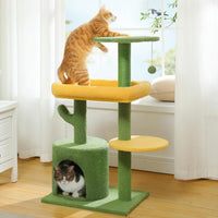 HKM-939027 Cactus Shaped Cat Tower with Scratching Post and Plush Bed for Indoor Cats