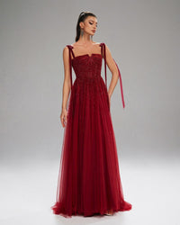 HKM-895443 Elegant Women's Evening Gown in Red, Model EZ25199, Perfect for Formal Occasions