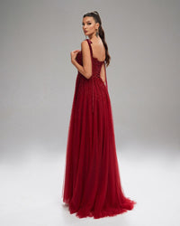 HKM-895443 Elegant Women's Evening Gown in Red, Model EZ25199, Perfect for Formal Occasions