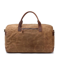 HKM-530259 Waterproof Waxed Canvas Duffel Bag with Full Grain Leather Accents – Large Capacity Travel and Sports Bag